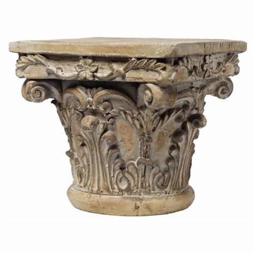 Traditional Resin With Scrolled Design Decorative Pedestal - Weathered Brown Perspective: front