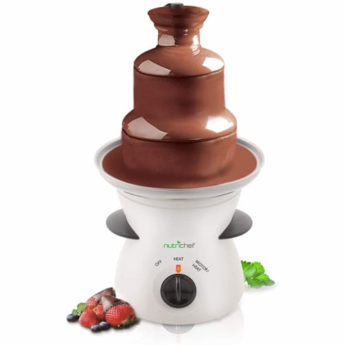 NutriChef 16oz 3 Tier Electric Countertop Fondue Maker Fountain Chocolate Melter Perspective: front