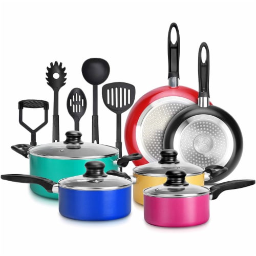 SereneLife 15 Piece Pots and Pans Non Stick Chef Kitchenware