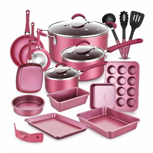 NutriChef Nonstick Cooking Kitchen Cookware Pots and Pans, 20 Piece Set,  Pink, 1 Piece - Dillons Food Stores