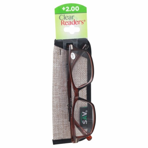 Clear Readers® +2.00 Plastic & Metal Reading Glasses Perspective: front