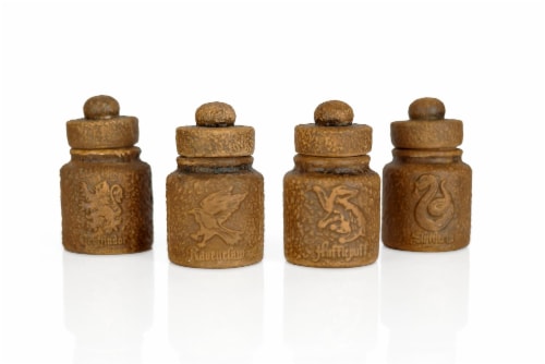 Harry Potter Hogwarts Houses 1.45-Oz Ceramic Storage Jars - Set of 4 Perspective: front