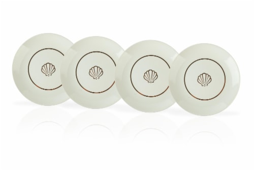 Disney The Little Mermaid Scallop Porcelain 7" Salad / Dessert Plate | Set of 4 Perspective: front