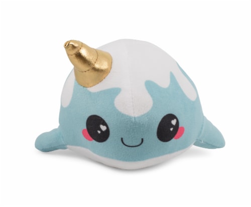 Glitter Galaxy 6-Inch Cute Ice Cream Cone Horn Blue Narwhal Collectible Plush Perspective: front