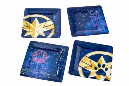 Marvel’s Captain Marvel Celestial Goose 4-Piece Melamine Plate Set Perspective: front