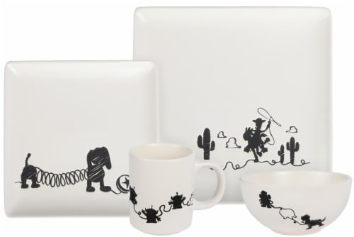 Toy Story 4-Piece Ceramic Dinnerware Set With Scribble Characters Perspective: front