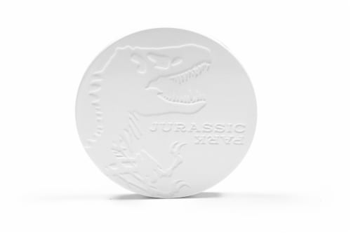 Jurassic Park Tyrannosaurus Rex Logo Heavy Duty Ceramic Coaster | 4 Inches Round Perspective: front