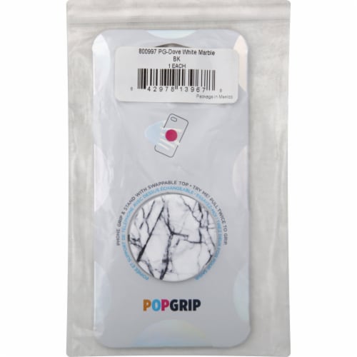 PopSockets PopGrip Phone Grip & Stand - Dove White Marble Perspective: front
