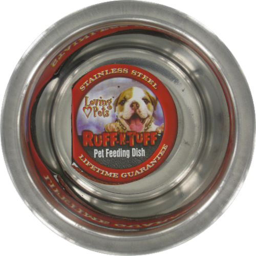Loving Pets Ruff-N-Tuff Stainless Steel Pet Feeding Dish Perspective: front