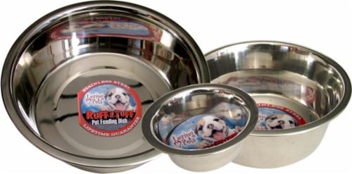 Loving Pets Ruff-N-Tuff Stainless Steel Pet Feeding Dish Perspective: front