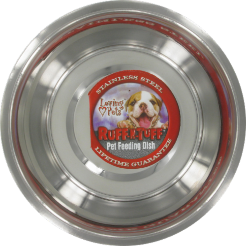Loving Pets Ruff-N-Tuff Stainless Steel Pet Feeding Dish Perspective: front