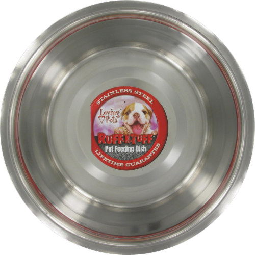 Loving Pets Ruff-N-Tuff Stainless Steel Pet Feeding Dish Perspective: front