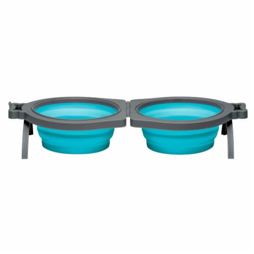 Loving Pets Bella Roma Travel Bowl - Blue Perspective: front