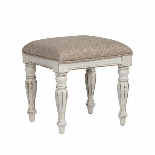 Magnolia Manor White Vanity Stool Perspective: front