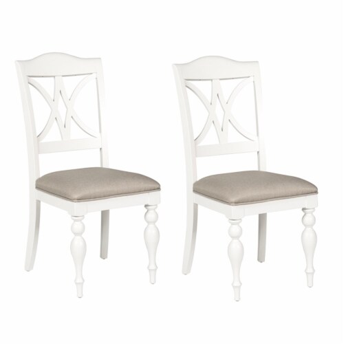 Summer House White Slat Back Side Chair (RTA)-Set of 2 Perspective: front
