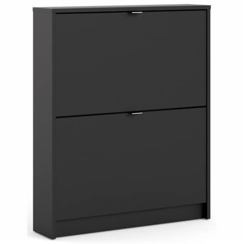 Tvilum Bright 2 Drawer Shoe Cabinet in Black Matte with 1 Layer Perspective: front