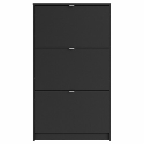 Tvilum Bright 3 Drawer Shoe Cabinet in Black Matte with 1 Layer Perspective: front