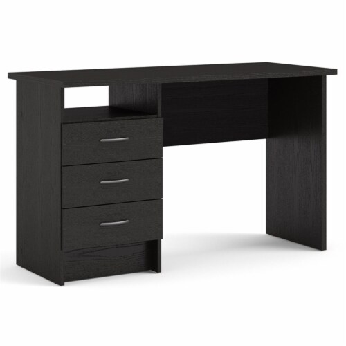 Black desk sales with 3 drawers
