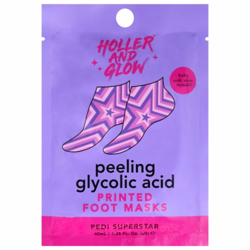 Holler and Glow™ Pedi Supuerstar Peeling Glycolic Foot Masks Perspective: front