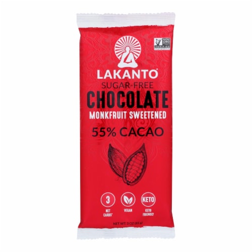 Lakanto Monkfruit Sweetened 55% Cacao Bar Perspective: front