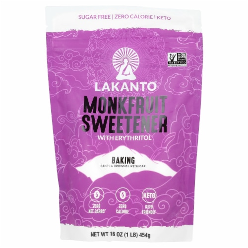 Lakanto Baking Monk Fruit Sweetener - Baking Sugar Substitute (1 lb) Perspective: front