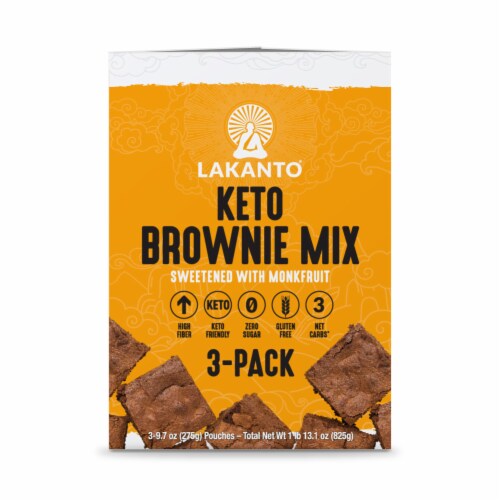 Lakanto Sugar Free Brownie Mix - Sweetened with Monk Fruit (Pack of 3) Perspective: front