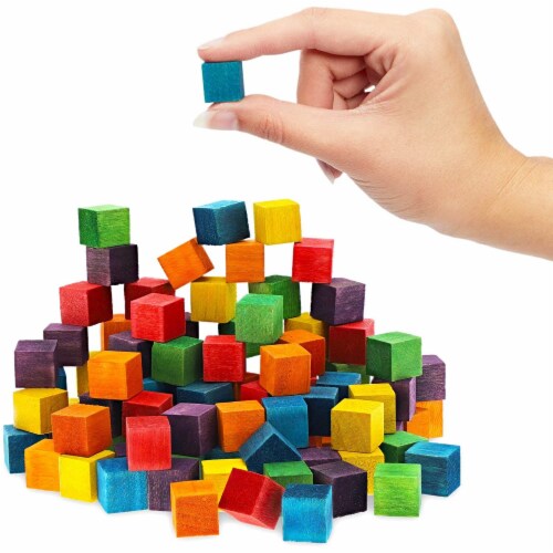 Blocks for Crafts, Wooden Cubes (6 Colors, In, 100 Pieces), - Harris