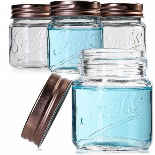 BarConic 2 oz Mini Mason Jar Shot Glass Mini Mason Lids - 12 Pack