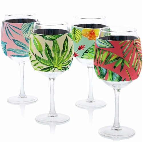 12x Neoprene Stylish Protective Wine Glass Beverage Sleeve Protector, 4 Designs Perspective: front