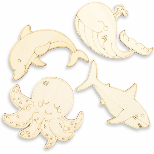 Wood Cutouts for Crafts, Ocean Animals (5 x  in, 24-Pack), PACK -  Smith's Food and Drug