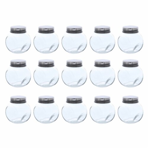 15x Mini Clear Glass Slanted Candy Jar with Screw on Lids for