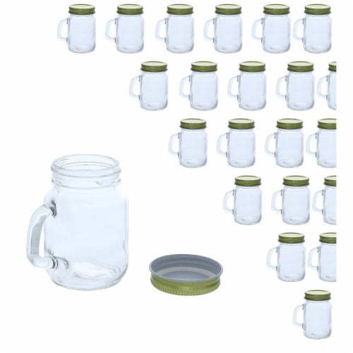 48 Pack Clear Mini Mason Jars with Gold Lids for Spices, and Food, 4 fl oz Perspective: front
