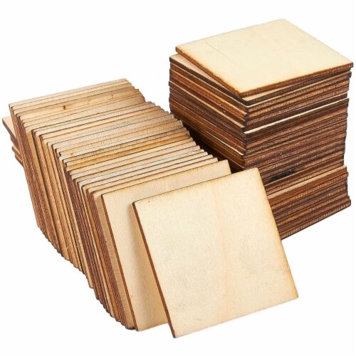 Juvale 2x2 Wood Squares Unfinished Cutout Wooden Tiles 60 Pack