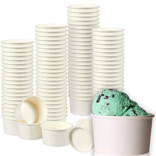 Restaurantware Coppetta 3 Ounce Ice Cream Cups, 200 Disposable Treat Cups - for Hot & Cold Foods, LeakResistant, Eco Green Paper Chili Cups, Freezer