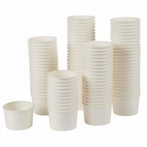 100-Piece White Disposable Ice Cream Sundae Paper Cups Party Supplies, 5-Ounce Perspective: front