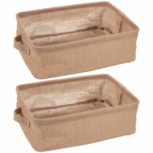 Foldable Storage Bins, Fabric Linen Baskets with Handles (2-Pack) Perspective: front