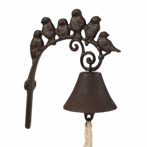 Iron Cast Door Bell - Rustic Birds Flock Door Chime Wall Mounted Front Door Bell Perspective: front