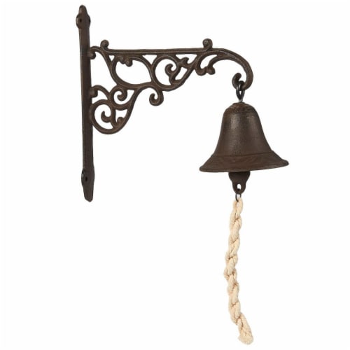 Juvale Wall Mounted Rustic Cast Iron Door Bell Chime, Brown Perspective: front