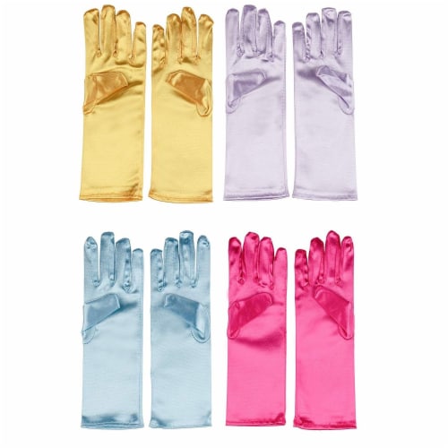 Juvale Princess Gloves for Little Girls Dress Up (4 Pairs) Perspective: front