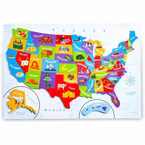 Juvale 44pcs Magnetic U.S. Puzzle Map for Kids, 19 x 13 Inches Perspective: front