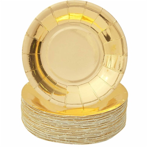 Blue and gold paper plates sale