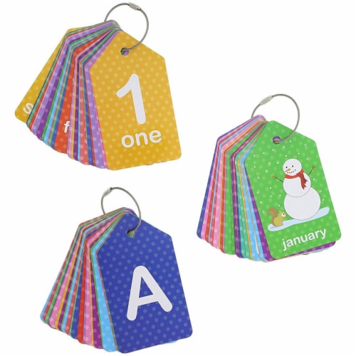 Colorful Educational Flash Cards (Words, Alphabet, Numbers, 78 Pieces, 3-Pk) Perspective: front
