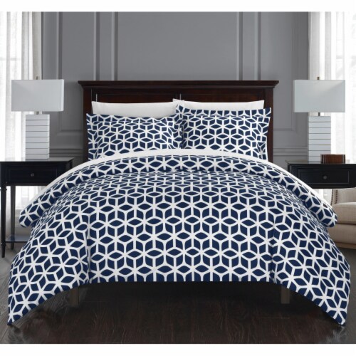 Chic Home Avaline 3 Piece Duvet Cover Set Geometric Diamond Print Design Bedding Zipper Perspective: front