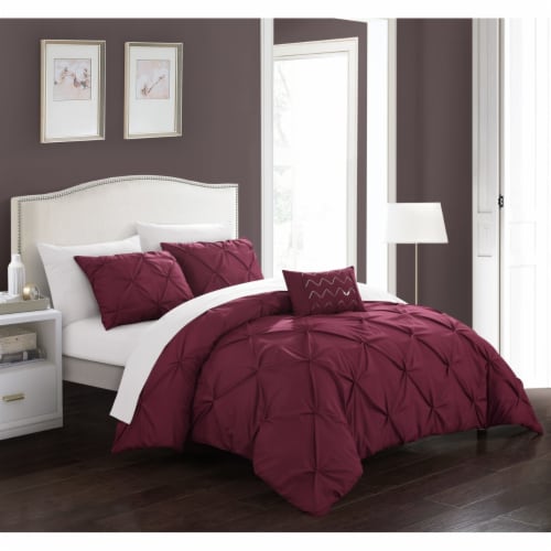 3 or 4 Piece Whitley Pinch Pleated, ruffled and pleated complete Duvet Cover Set Shams and Perspective: front