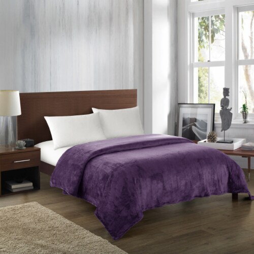 Savaya 1 Piece Blanket Ultra Soft Fleece Microplush plum twin