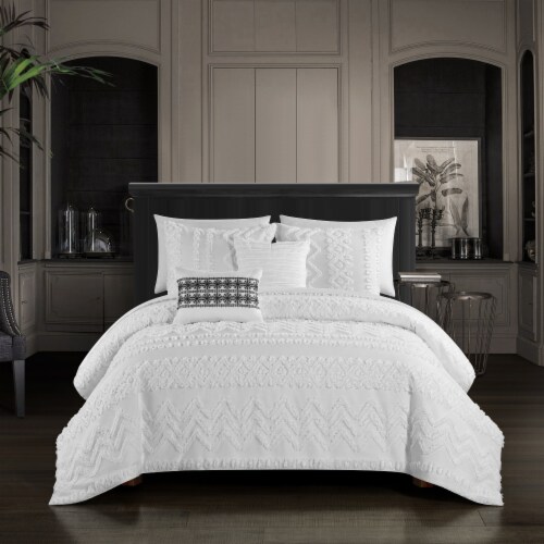 Jenson 5 Piece Comforter Set Jacquard Chevron Geometric Pattern