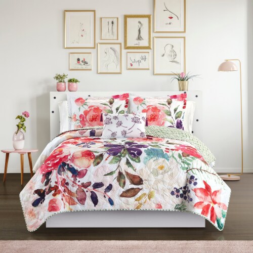 Reversible Retsina Quilt Set Red Twin Perspective: front