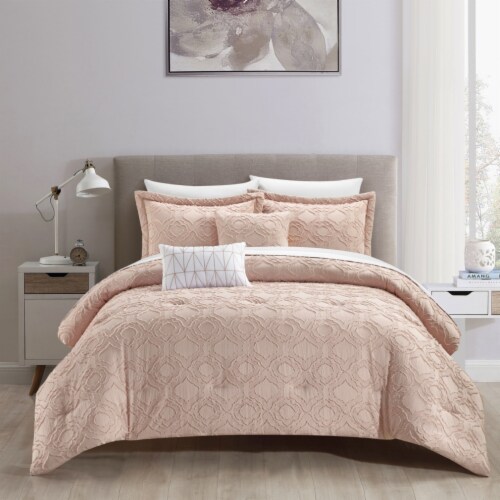 Jane Queen White 5pc Comforter Set rose king Perspective: front