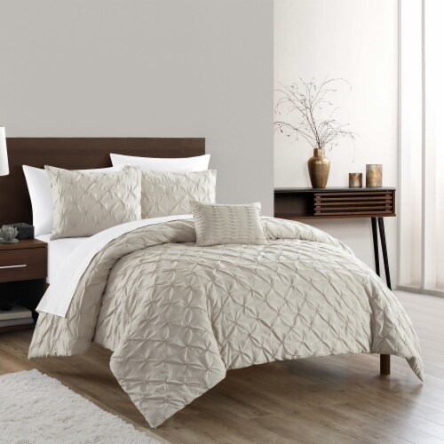 Chic Home Bradley 4 Piece Comforter Set Diamond Pinch Pleat Beige King ...