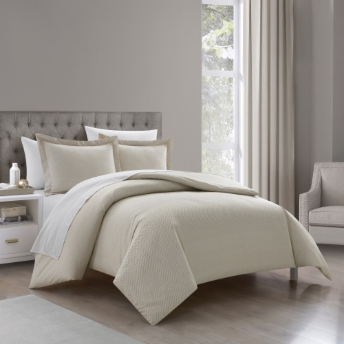 Aurel 3 or 2 Piece Duvet Cover Set Herringbone Pattern beige king Perspective: front